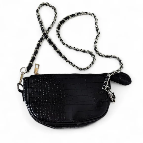 🐊Cute, Black Alligator Skin-Look Crossbody Bag w/ Matching Coin PurseUnbranded - Picture 2 of 10